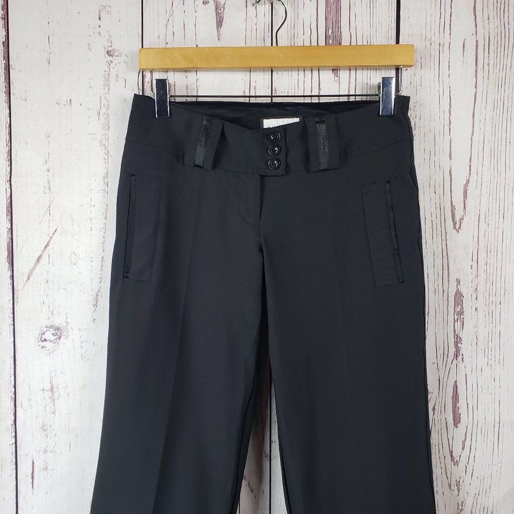 Junona Womens Casual Pants Size Small Flat Front Straight Leg Black
